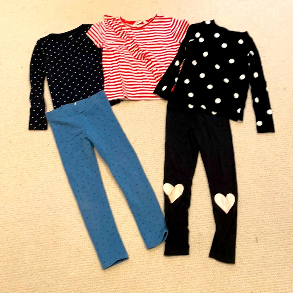 H&M Shirts and Leggings Five Pieces sz 5/6